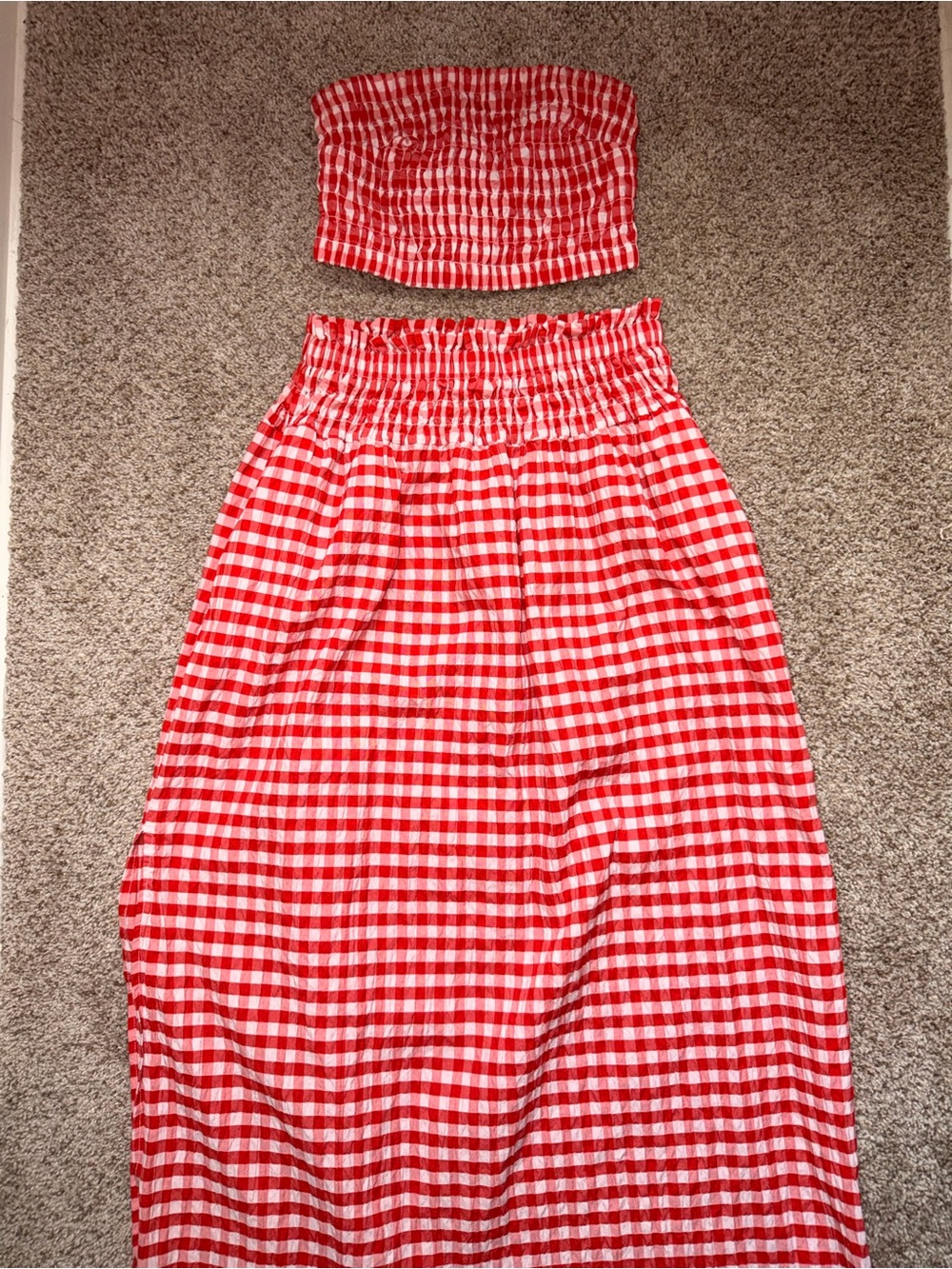 Universal Thread Red and White Gingham Smocked Tube Top